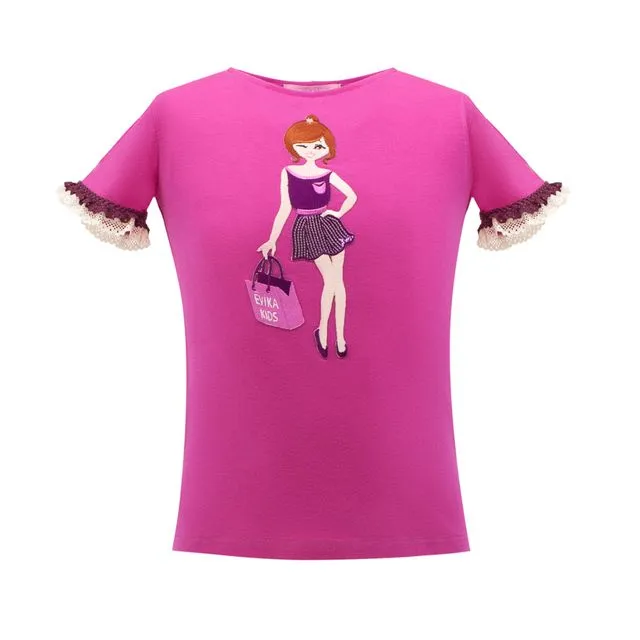 Sequins Pretty Girl T-Shirt in Fuchsia