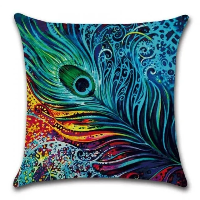 Cushion Cover Peacock - Bright Blue