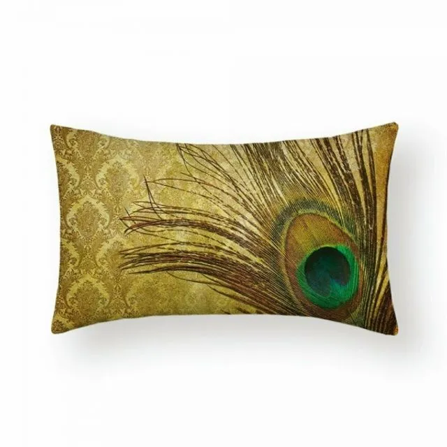 Cushion Cover Peacock - Gold Long