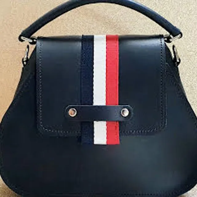 British Edit Celeste Handmade Navy Leather Handbag