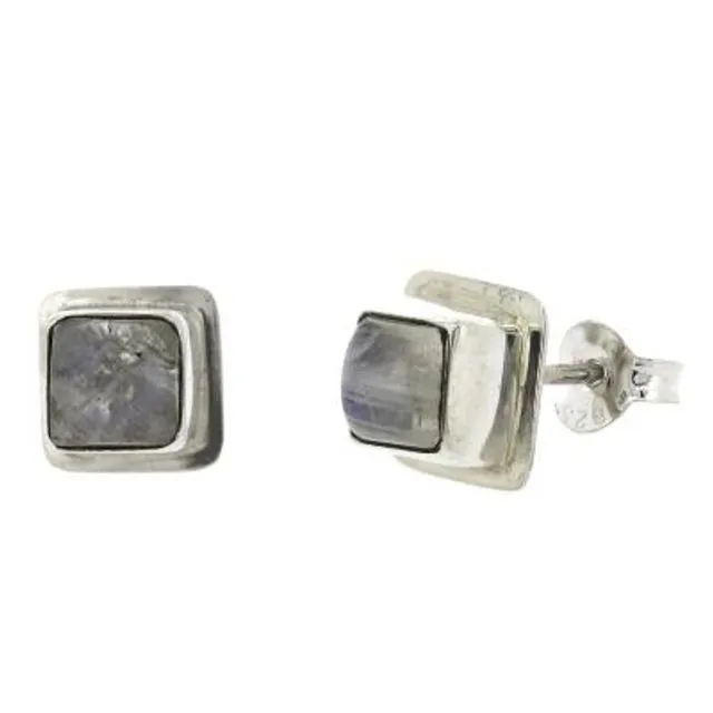 Moonstone Double Set Square Stud Earrings with Presentation Box