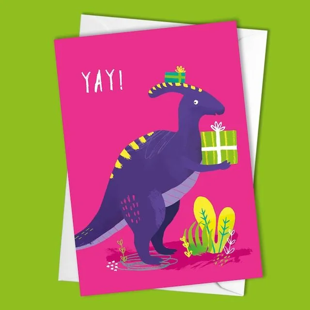 Parasaurolophus Birthday Card - Pack of 6