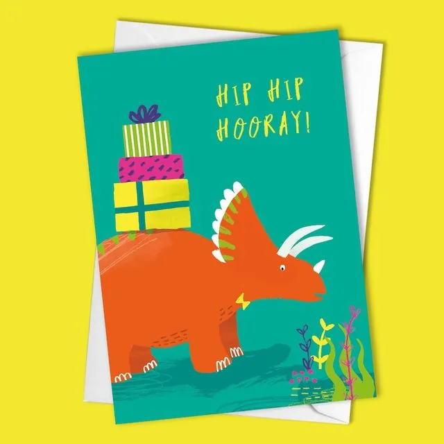 Triceratops Birthday Card - Pack of 6