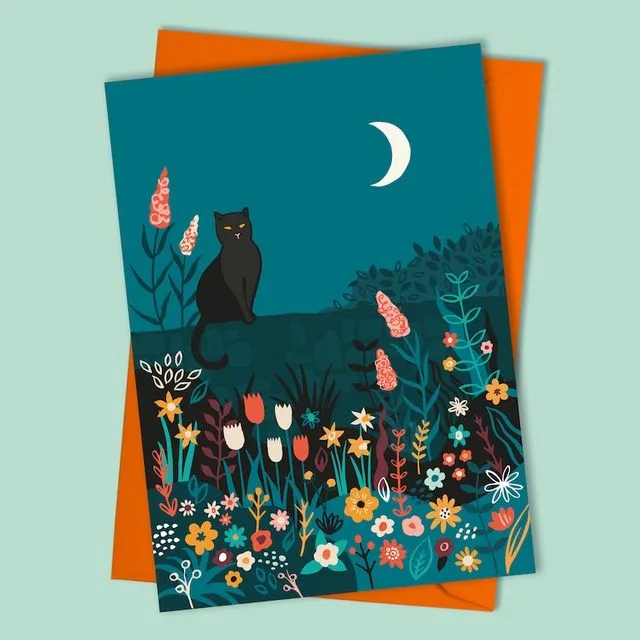 Midnight Garden Black Cat A6 Card - Pack of 6