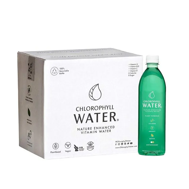 Chlorophyll Water®: Plant Based Vitamin Water for Antioxidants, Detox, Immune Booster, Vegan Energy, Liquid Chlorophyll, Purified Water with Vitamins A, B12, C & D, Zero Calories