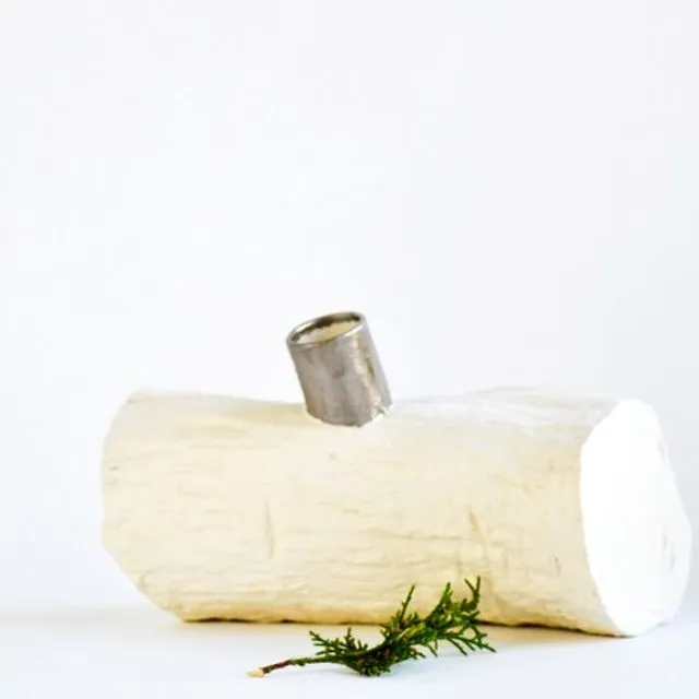 Wood vase L - White
