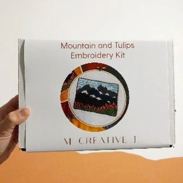 Mountain & Tulip Landscape Embroidery Kit