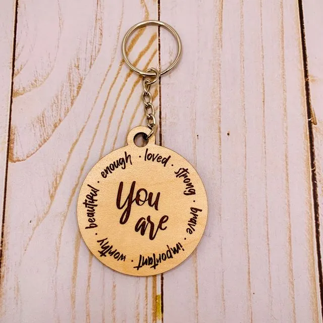 You are Enough Wooden Keyring