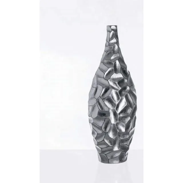 Tall Vase Silver Stone