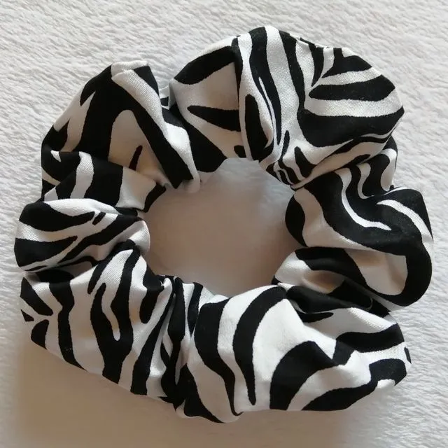 Zebra print scrunchie