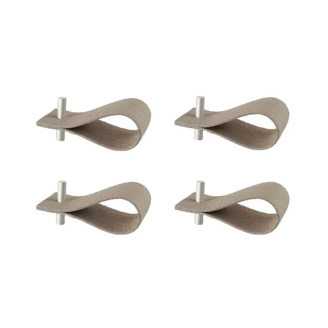 Napkin ring set of 4, leather, steel