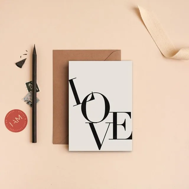 Love Typography Card | Love Card | Valentine Card | Anniversary Card | Friendship Card | Wedding Card