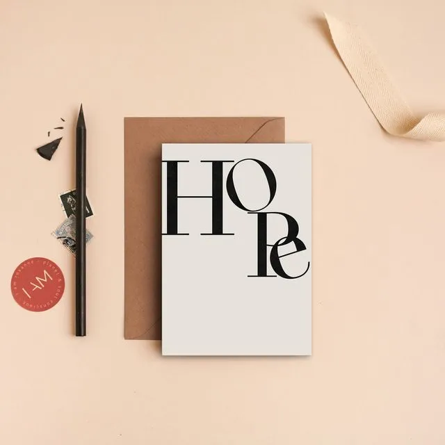 Hope Typography Card | Good Luck Card | Encouragement Card