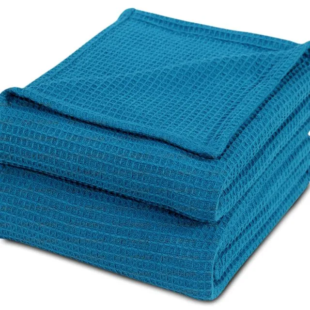 Waffle Weave Cotton Blanket - Teal
