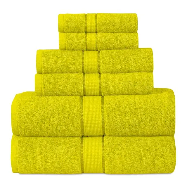 6 Piece 600 Gsm Towel Set - Yellow