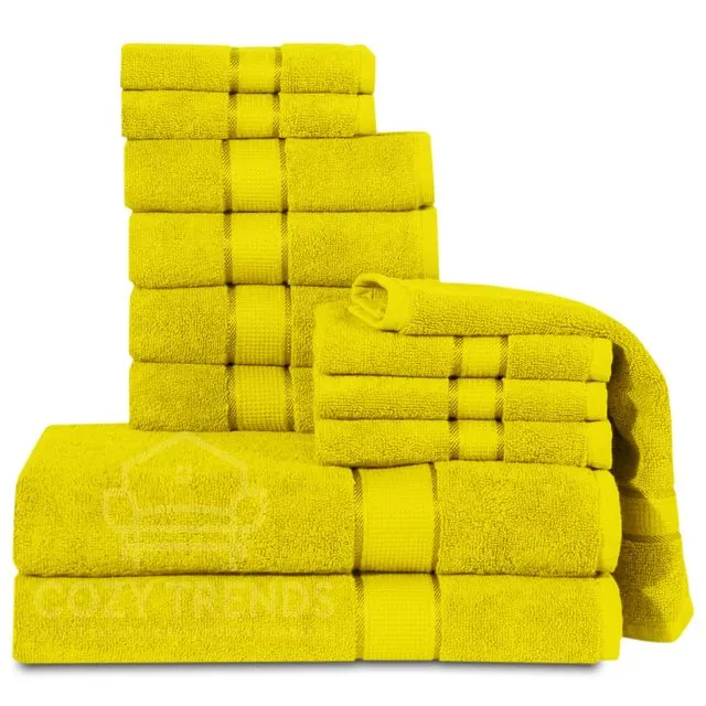 12 Piece 600 Gsm Towel Set - Yellow