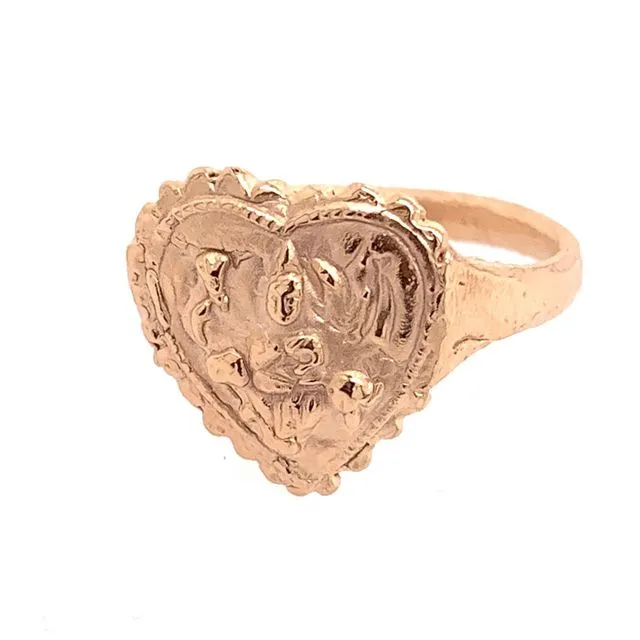 Ring »Heart« - Brass: 18ct Rose Gold