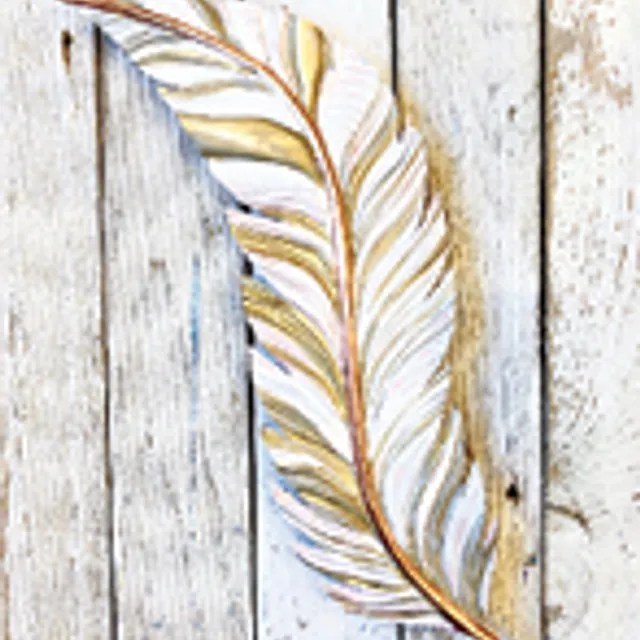 Floating Feather White + Gold 18” X 6”