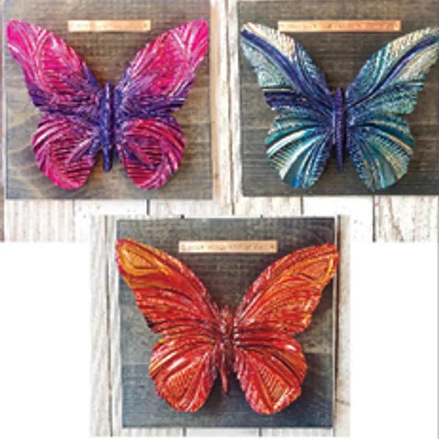 New! Copper Mounted Butterflies Blue Your Wings Are Ready