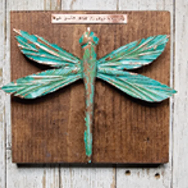 Copper Mounted Dragonfly We Only Part To Meet Again 9.5” x 9.5”