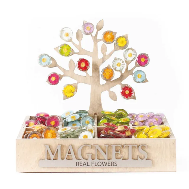 Floral Glass Magnets + Display