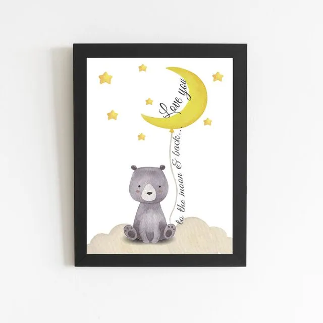 Poster "Yellow moon" black frame, A3 format