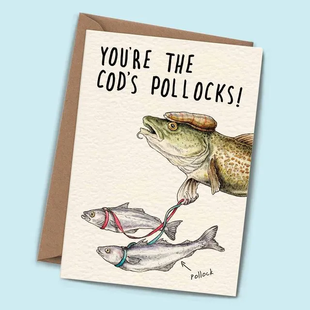 Cod's Pollocks Card - Congratulations Card - Well Done Card