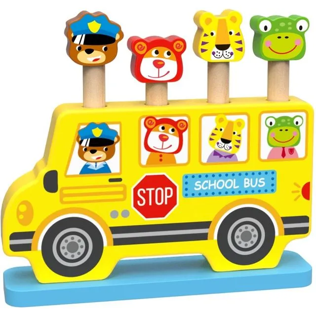 Wooden Pop-Up School Bus