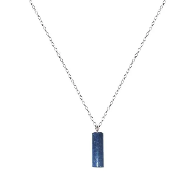 Lapis Lazuli Cylinder Sterling Silver Necklace