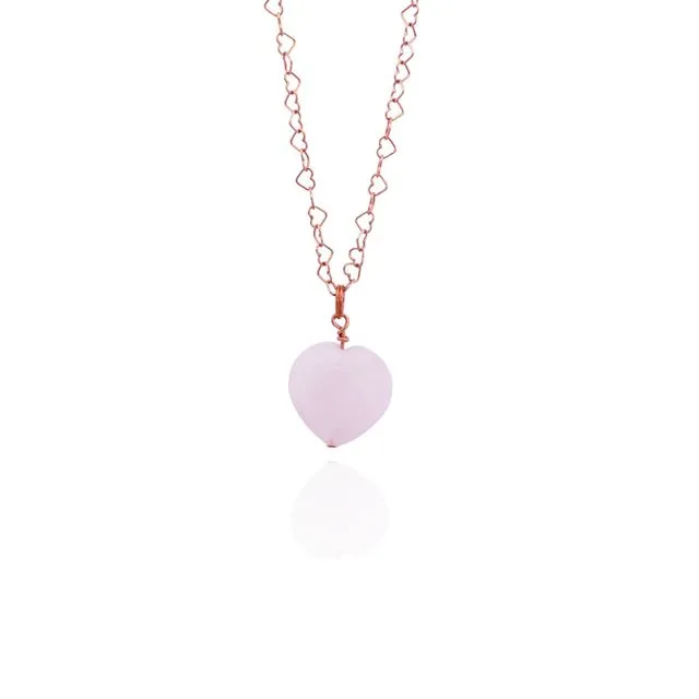 Esther's Heart, Rose Quartz Rose Gold vermeil necklace