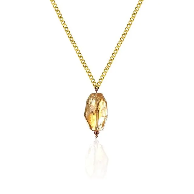 Limited Edition 9k yellow gold necklace and Amber handcrafted necklace
