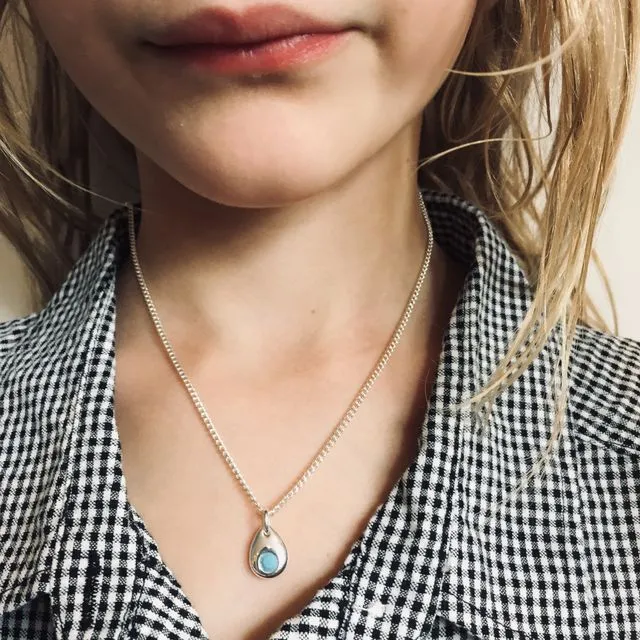 Children’s silver birthstone necklace