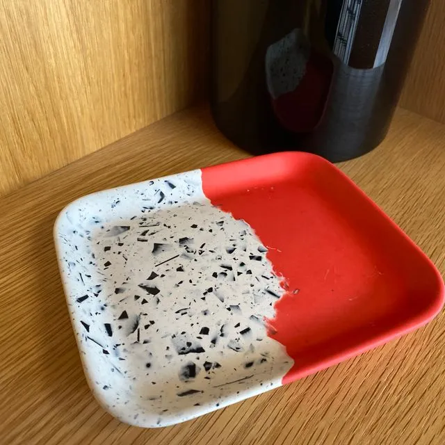 Terrazzo Tray - Red and white with black terrazzo