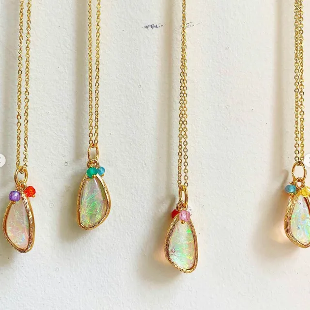 Opal Pendant Necklace Opal Jewelry - Boho Crystal Necklace