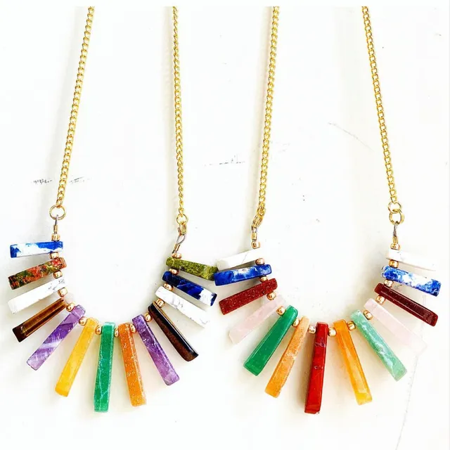 Rainbow Crystal Necklace- Boho Hippie Statement Jewelry