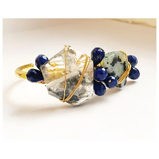 Crystal Cuff - Bangle Bracelet - Gem Stone Fall Jewelry