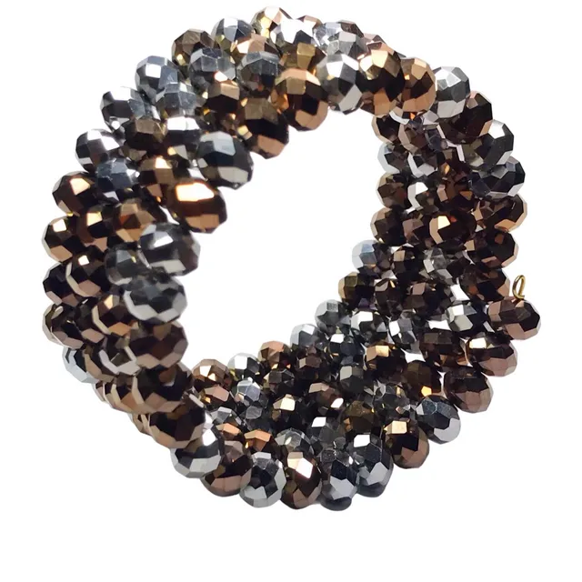 Bronze/silver glass crystal cuff bracelet