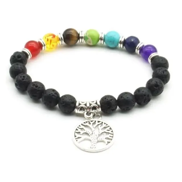 Tree of Life 7 Chakra Healing Balance Essential Oil Large Medallion Bracelet (Copy)