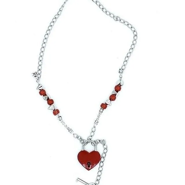Bleeding Heart shaped Padlock Necklace