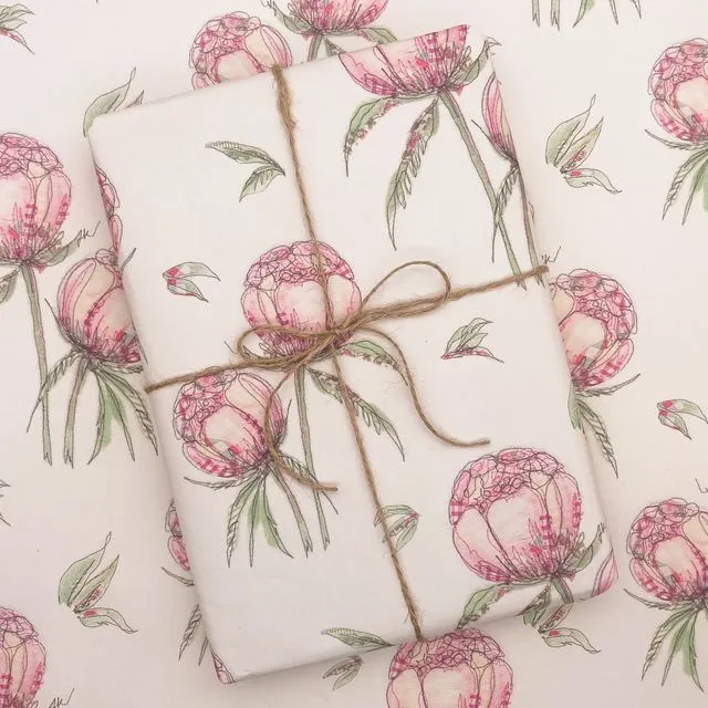 Peony Wrapping Paper & Matching Gift Tag
