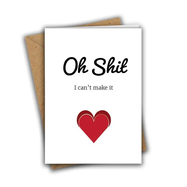 Oh Shit, I Can't Make It Funny Wedding RSVP A5 Greeting Card