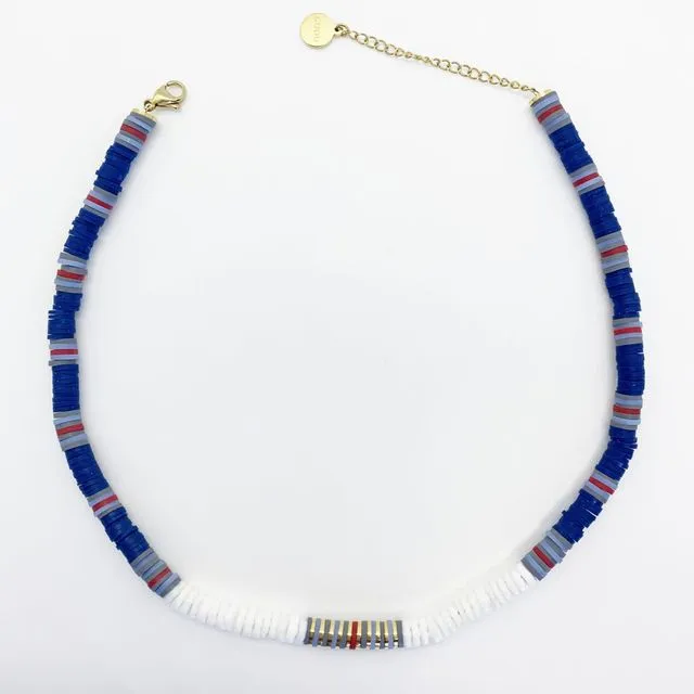 Ocean Blue Heishi Beads Necklace & Bracelet
