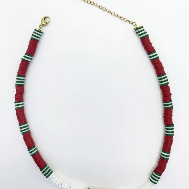Red Heishi Beads Necklace & Bracelet