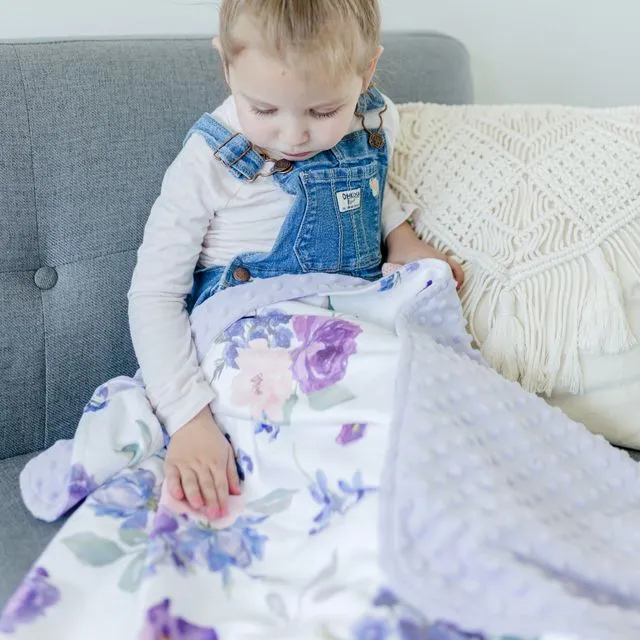 Baby & Toddler Minky Blanket - Purple & Blush Floral