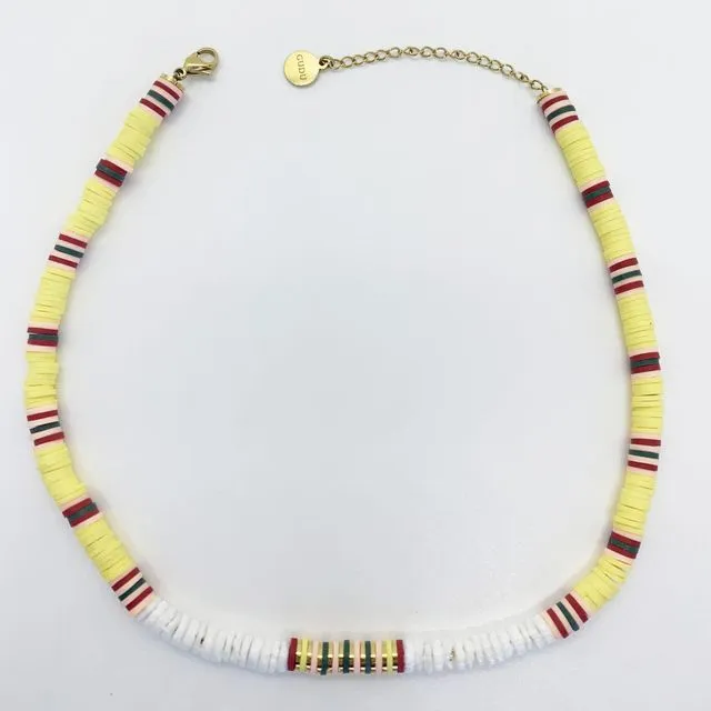 Yellow and Red Heishi Beads Necklace & Bracelet