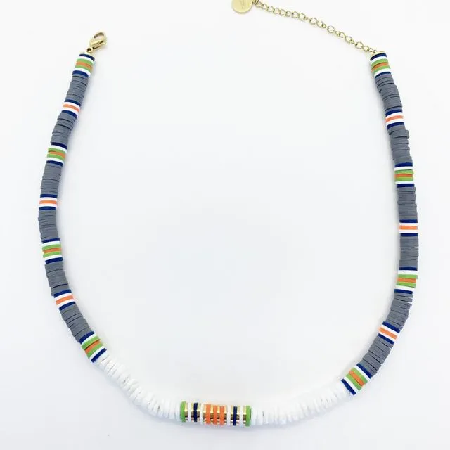 Grey Heishi Beads Necklace & Bracelet