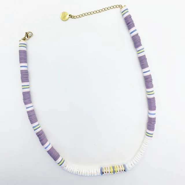 Lilac Heishi Beads Necklace & Bracelet