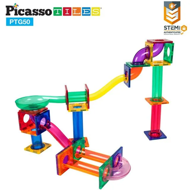 PicassoTiles® 50pc Marble Run Building Blocks PTG50