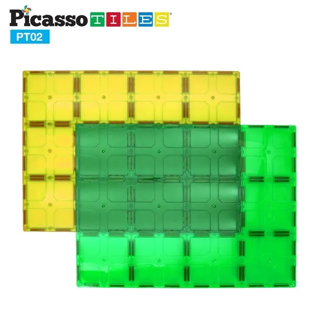 PicassoTiles® PT02 2 Piece Set Magnet Tiles Large Stabilizer Base Jumbo XL Plate