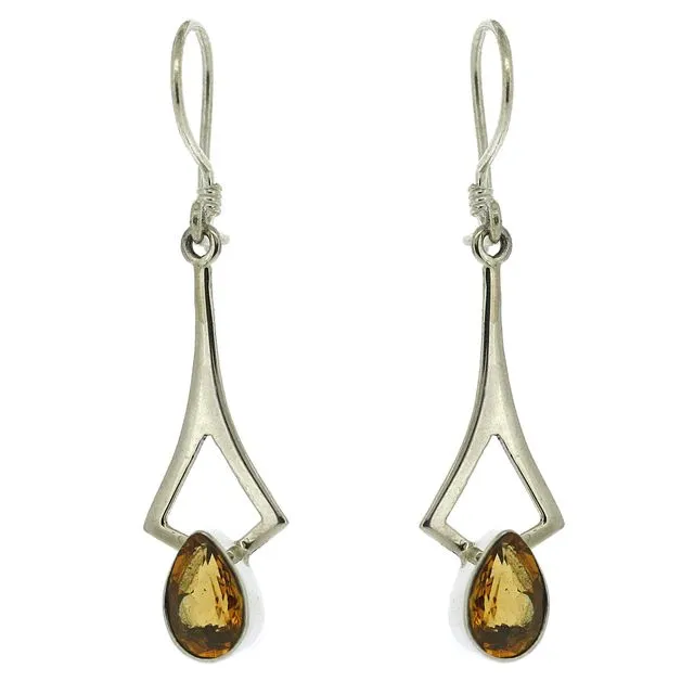 Citrine Faceted Art Deco Earrings and Presentation Box